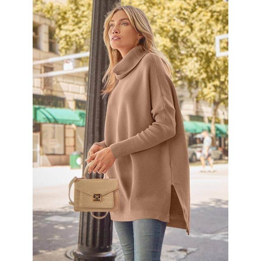 MSRP $45 LILLUSORY Women's XS Turtleneck Oversized Sweater Batwing Sleeve Poncho