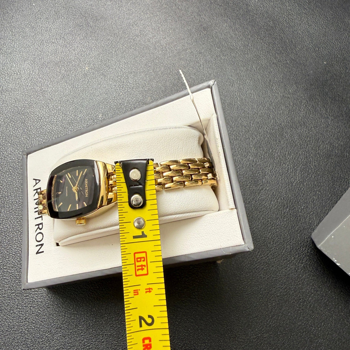 Armitron Women's 75/5195GP Gold Tone Diamond Black Dial Bracelet Watch New