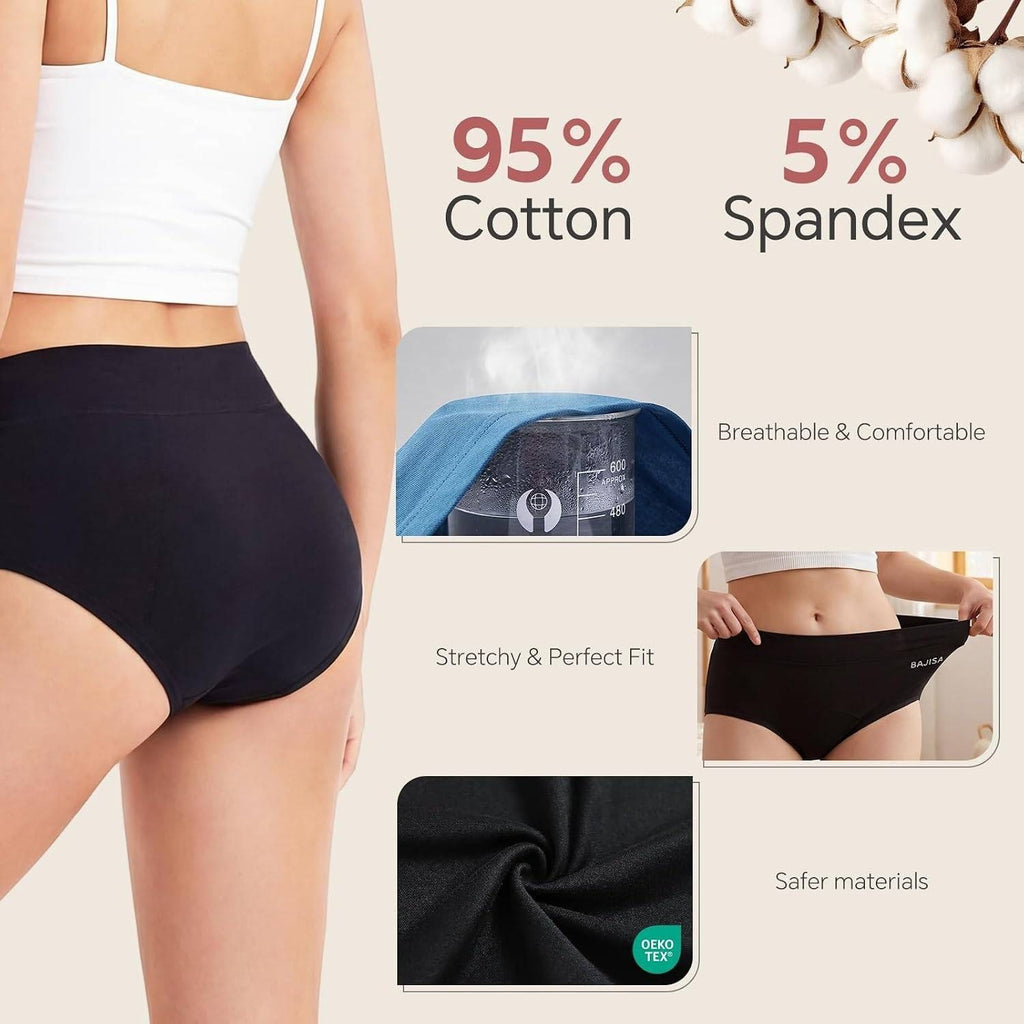 MSRP $31 BAJISA 3 Pack Women's L Incontinence Underwear Cotton Leakproof Period