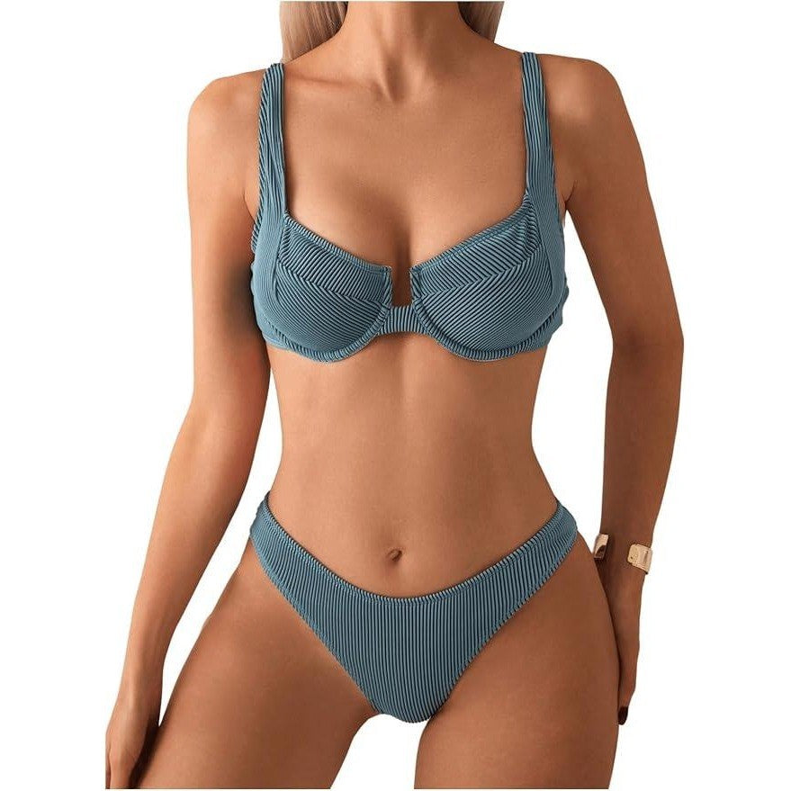 MSRP $39 SweatyRocks Women's M Two Piece Bikini Set Striped Print Push Up Swims
