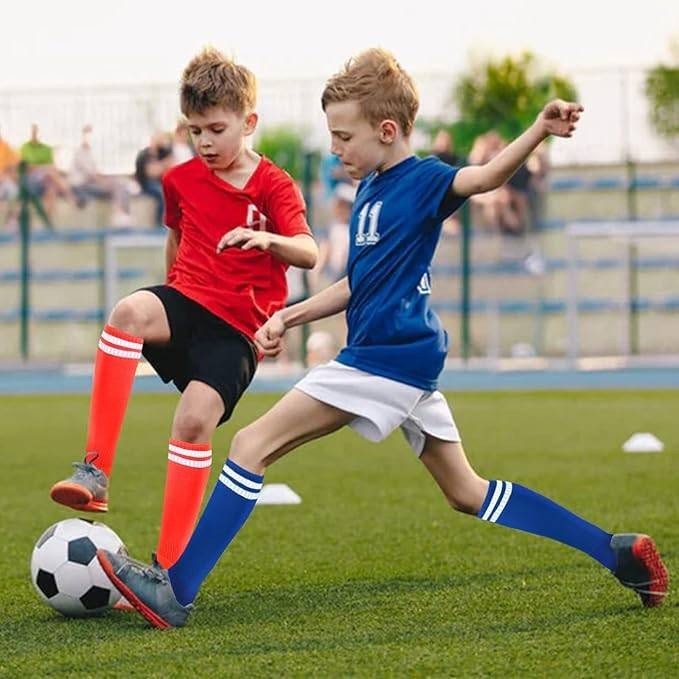MSRP $26 Ultrafun 6 Pairs Kids Youth 6-12Y Soccer Socks Solid Striped Knee H