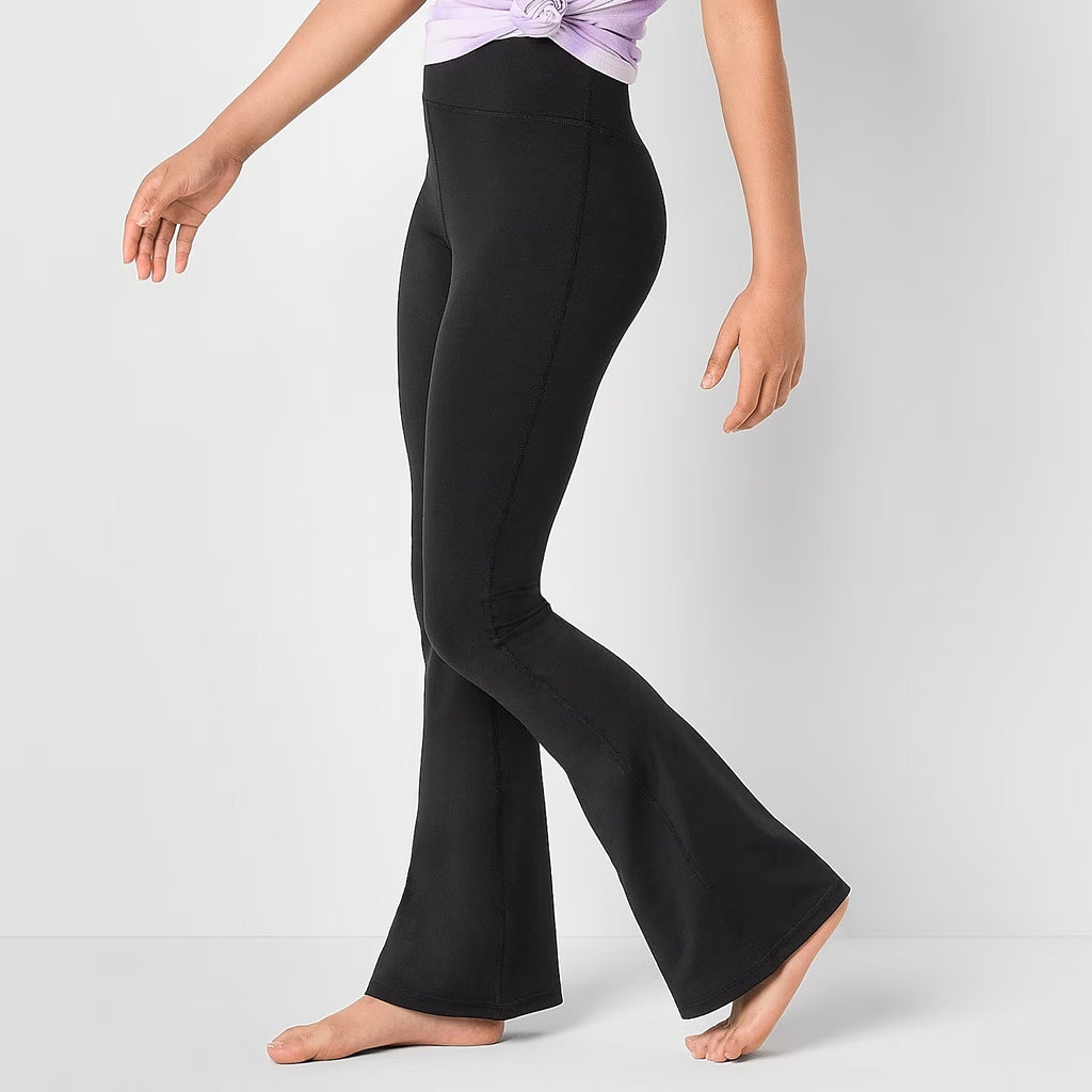 MSRP $28 Xersion Kid Girls XL 18.5 Plus Black Flare Full Length Leggings High