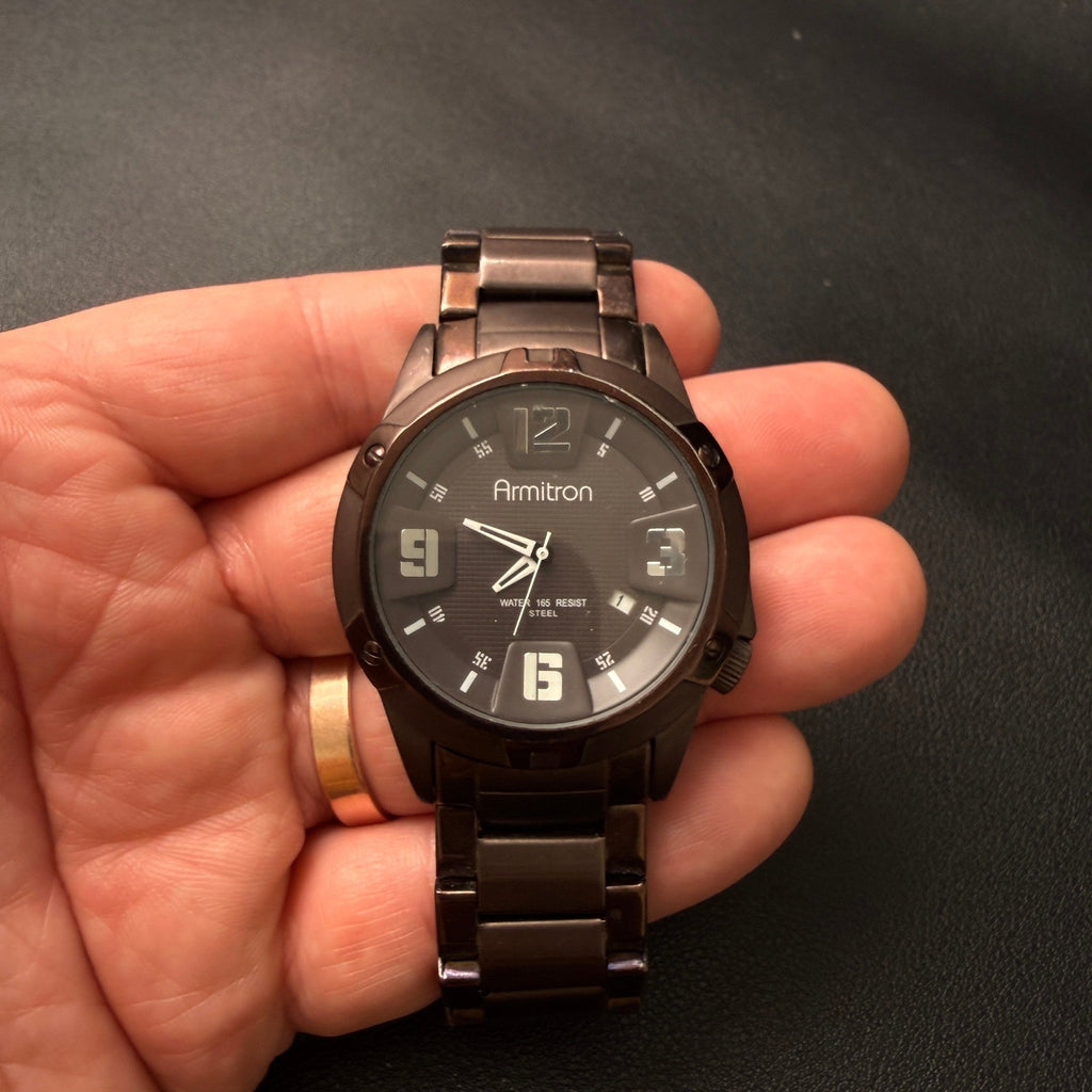 MSRP $55 Armitron 20/4692BN Men's Stainless Steel Bracelet Watch New Battery