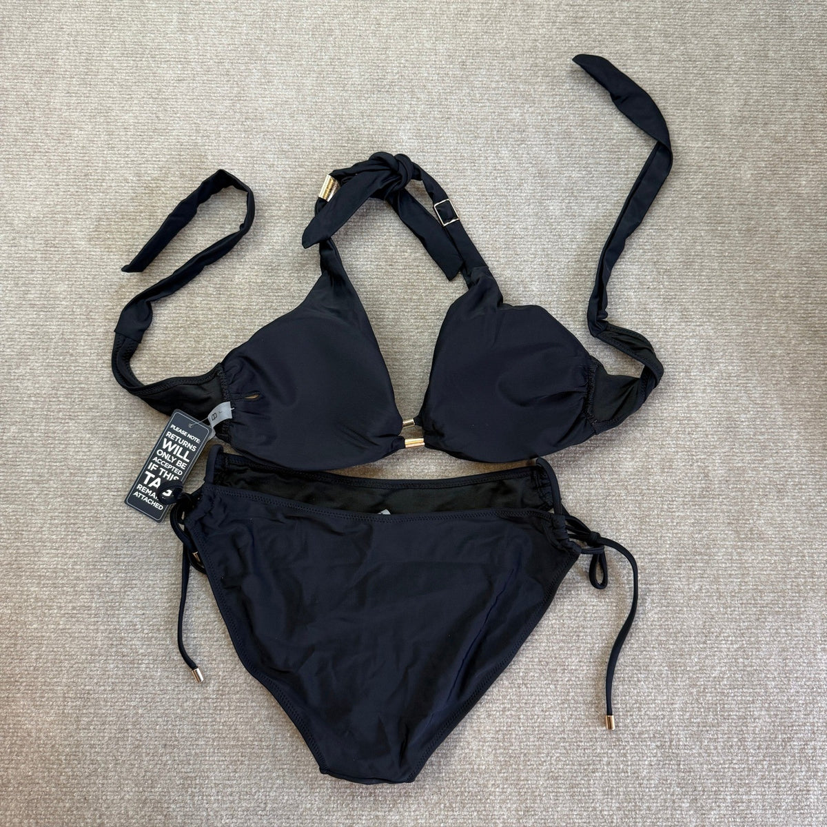 MSRP $32 BMJL Women's L Black Bikini Set Sexy Two Piece Halter Swimsuit