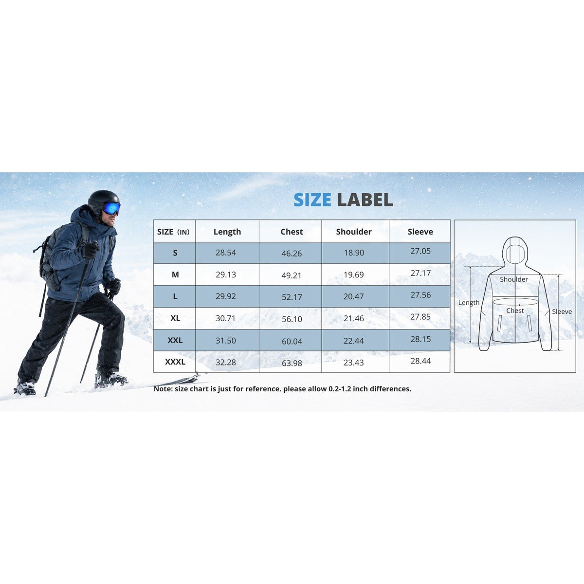 MSRP $65 CAMEL CROWN Men's XXL Black Mountain Snow Waterproof Ski Jacket