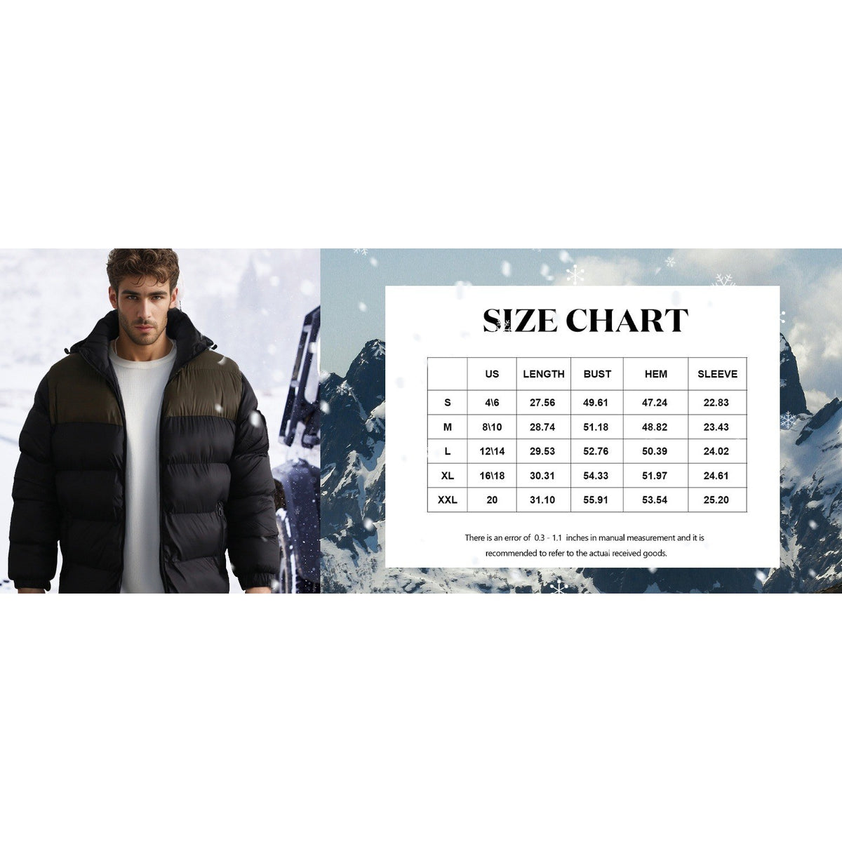 MSRP $59 ceauros Men's L Puffer Jacket Thickened Winter Coat Warm Stand Collar