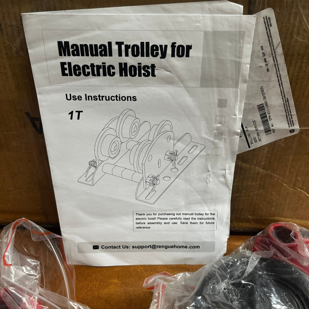 Rengue Electric Hoist Manual Trolley 1Ton Capacity Dual Wheels Adjustable Bea