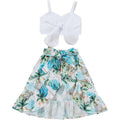 MSRP $20 Toddler Girl 3T-4T 2pcs Set Ruffle Crop Top & Boho Floral Skirt Summ