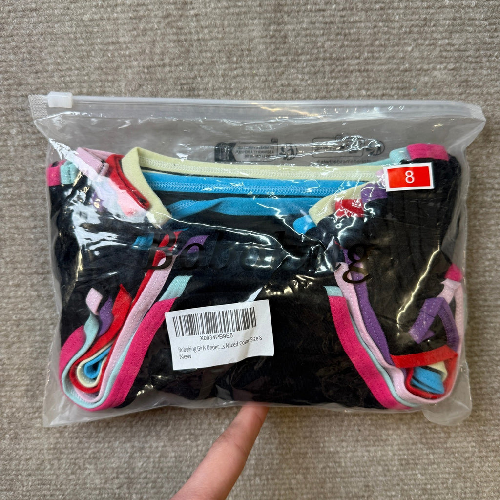 MSRP $26 Boboking 8 Pack Teen Girls Size 8 Underwear Cotton Brief Soft Panties