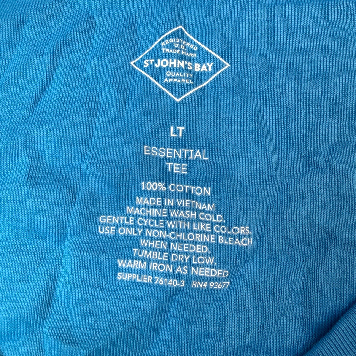 MSRP $22 St. John's Bay Womens L Tall Blue V Neck 3/4 Sleeve T-Shirt