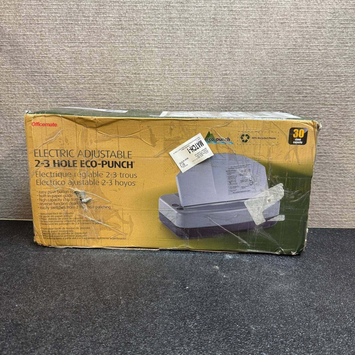 Officemate 90115 Electric 2-3 Hole Adjustable Eco-Punch MISSING PAPER GUIDE