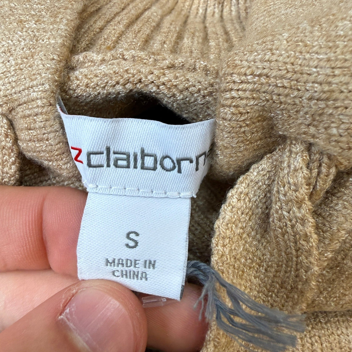 MSRP $54 Liz Claiborne Womens S Caramel Heather Striped Hooded Pullover Sweater