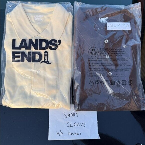 2 Pack Men's Large Lands' End Polo – Supima Cotton, Short Sleeve, Classic Busine