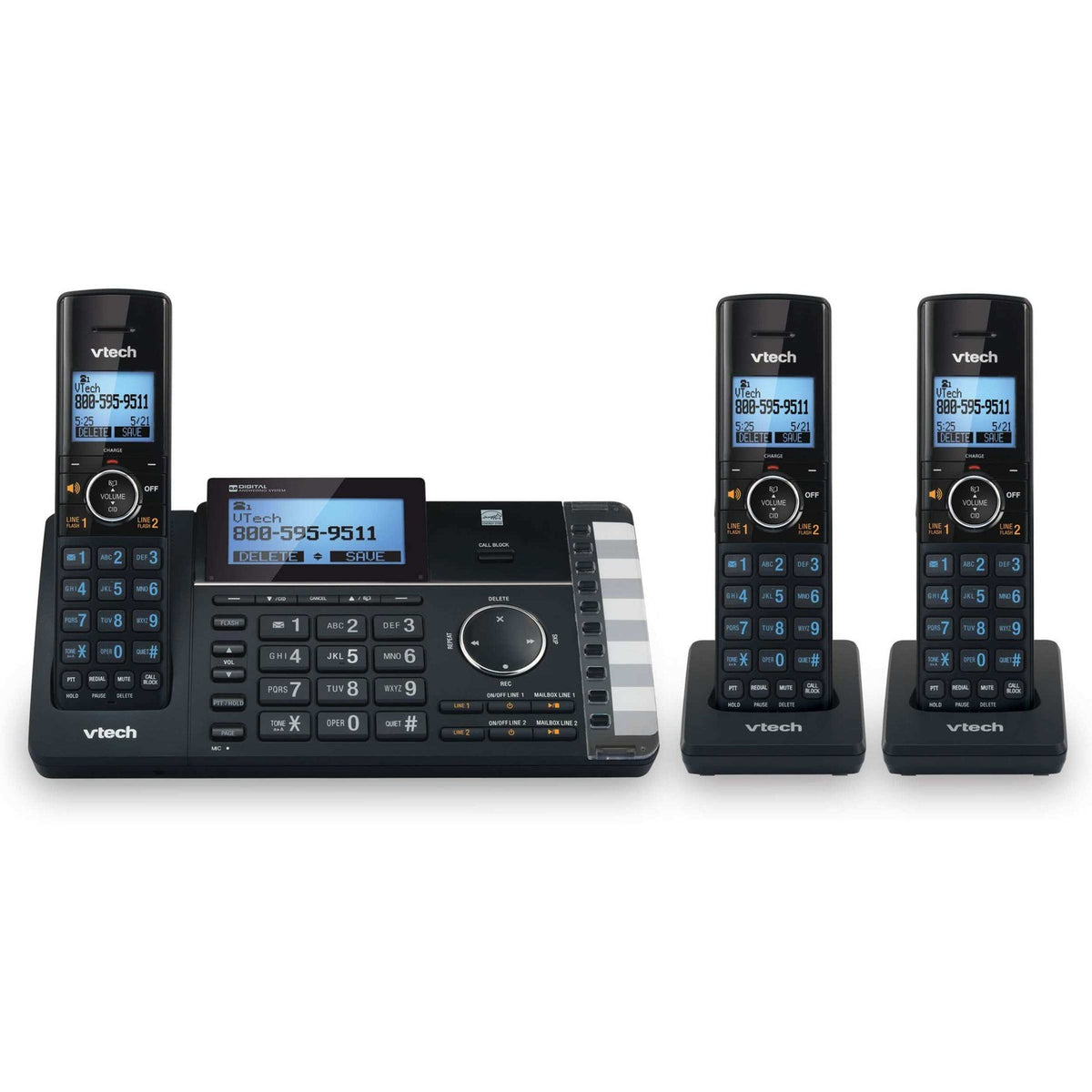 Vtech DS6251-3 2-Line Cordless Answering System Call Blocker 1 BATTERY BROKEN