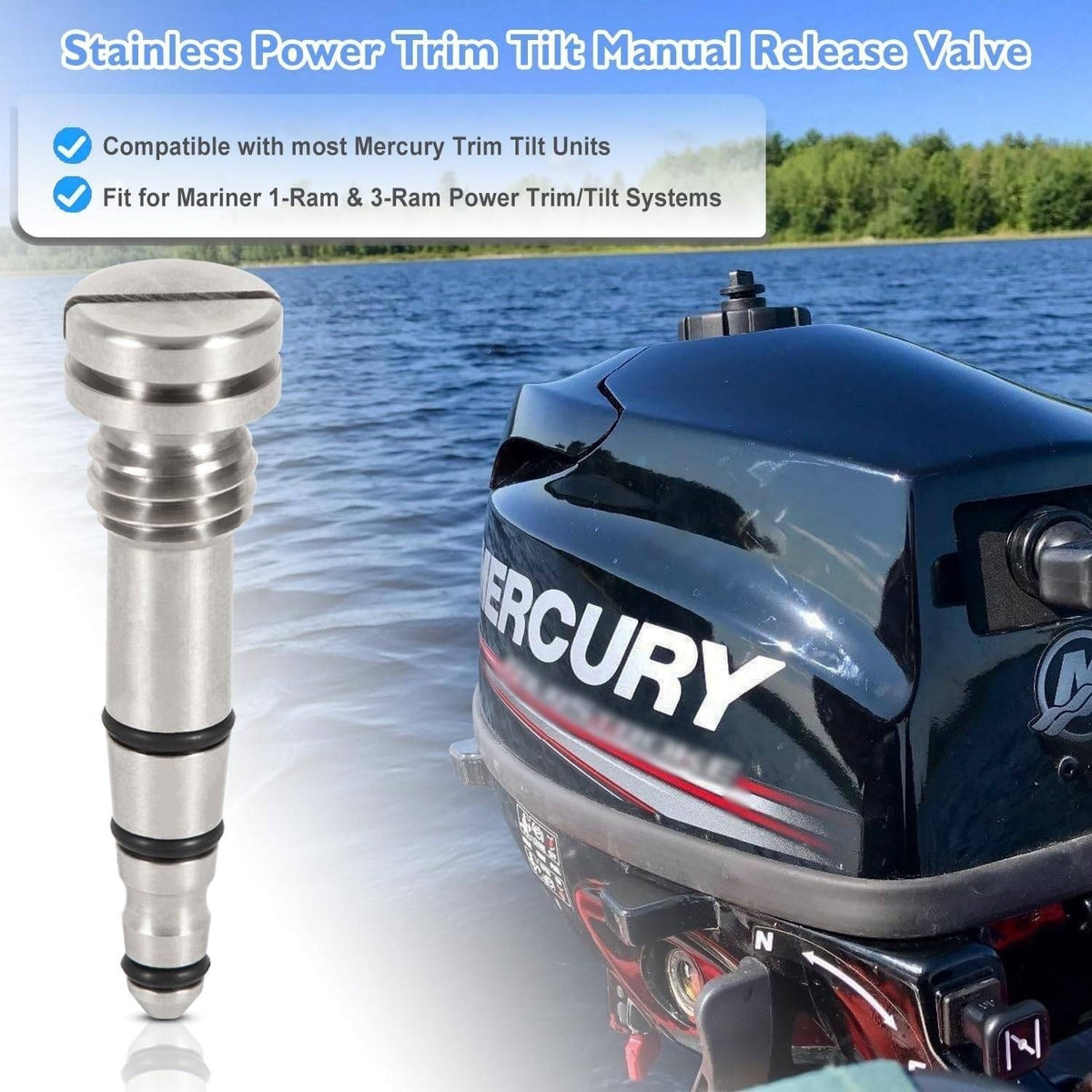 Pack of 2 Stainless Trim Tilt Manual Release Valve for Mercury Power 813442A2 1