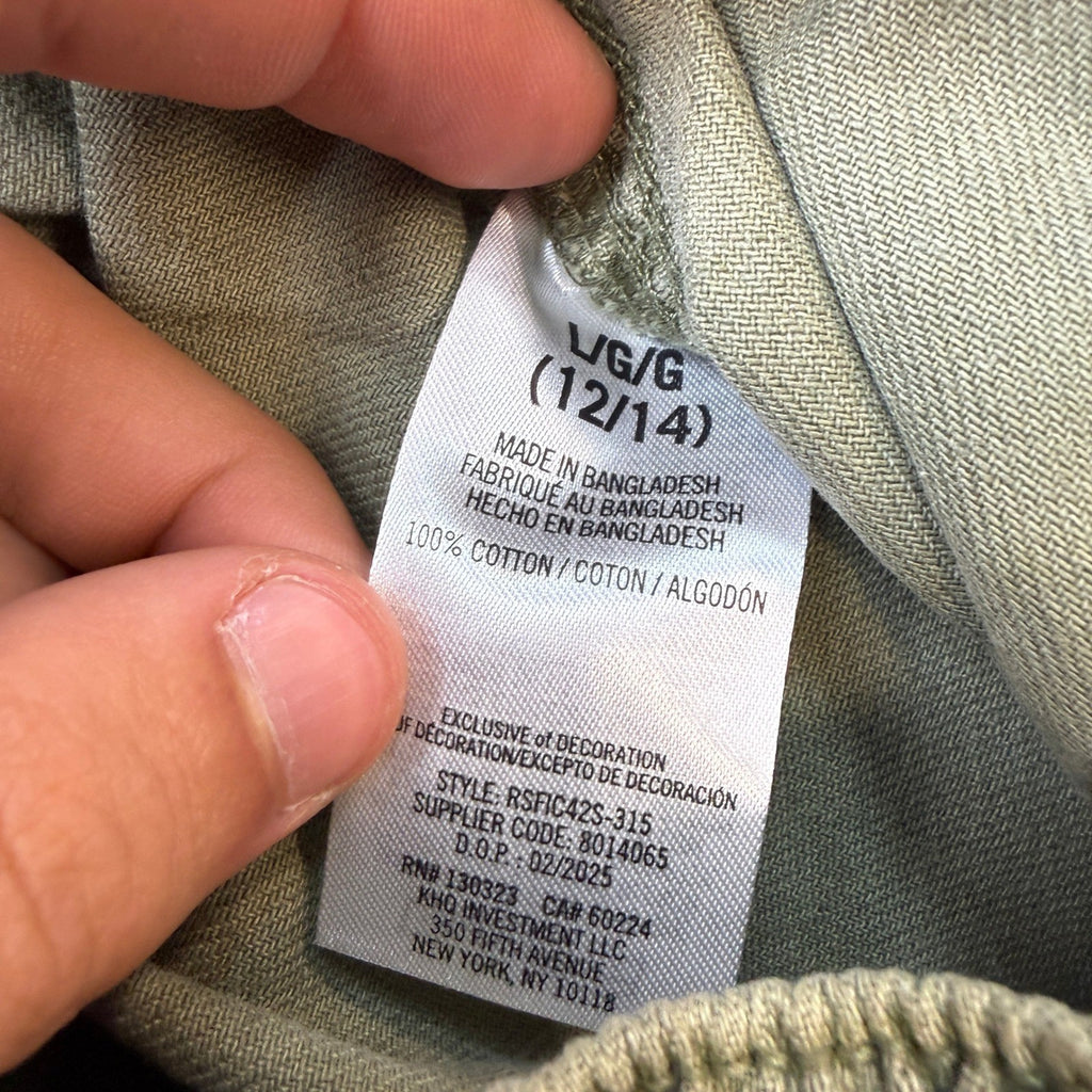 MSRP $46 Roxy Big Kid Girls L 12/14 Oil Green Wide Leg Cargo Pants
