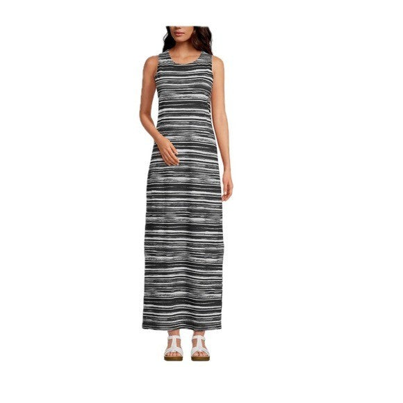 Lands' End Women's S LONG Sleeveless Swim Cover-up Cotton Jersey Maxi Dress Bl