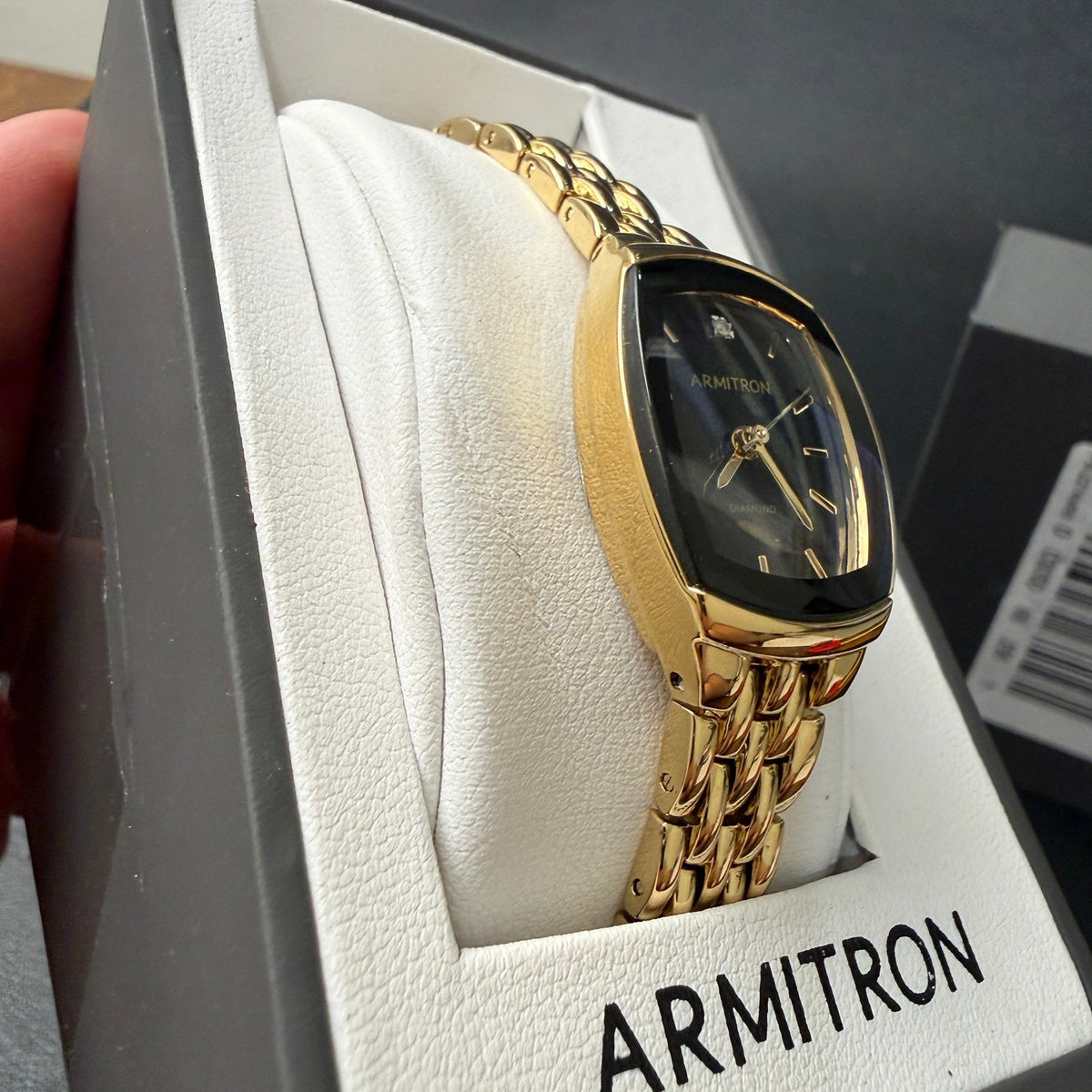 Armitron 75/5195GP Womens Gold Tone Diamond Accented Bracelet Watch New Battery