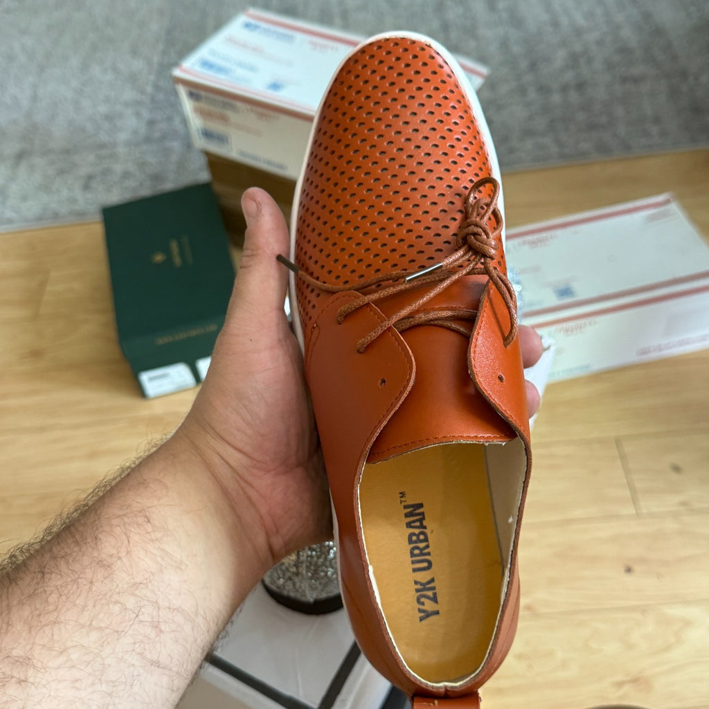 Santimon Men's US 8, 11 Brown Casual Derby Shoes Breathable Non Slip Sneakers