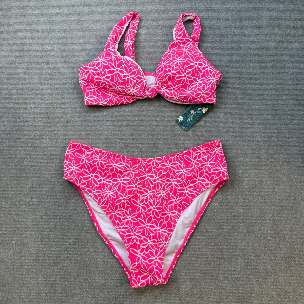MSRP $31 Blooming Jelly Women's L High Waisted Bikini Set Cheeky Two Piece