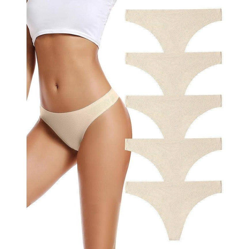 Set of 5 MSRP $20 voenxe Seamless Women's M Apricot Underwear Thongs,No Show