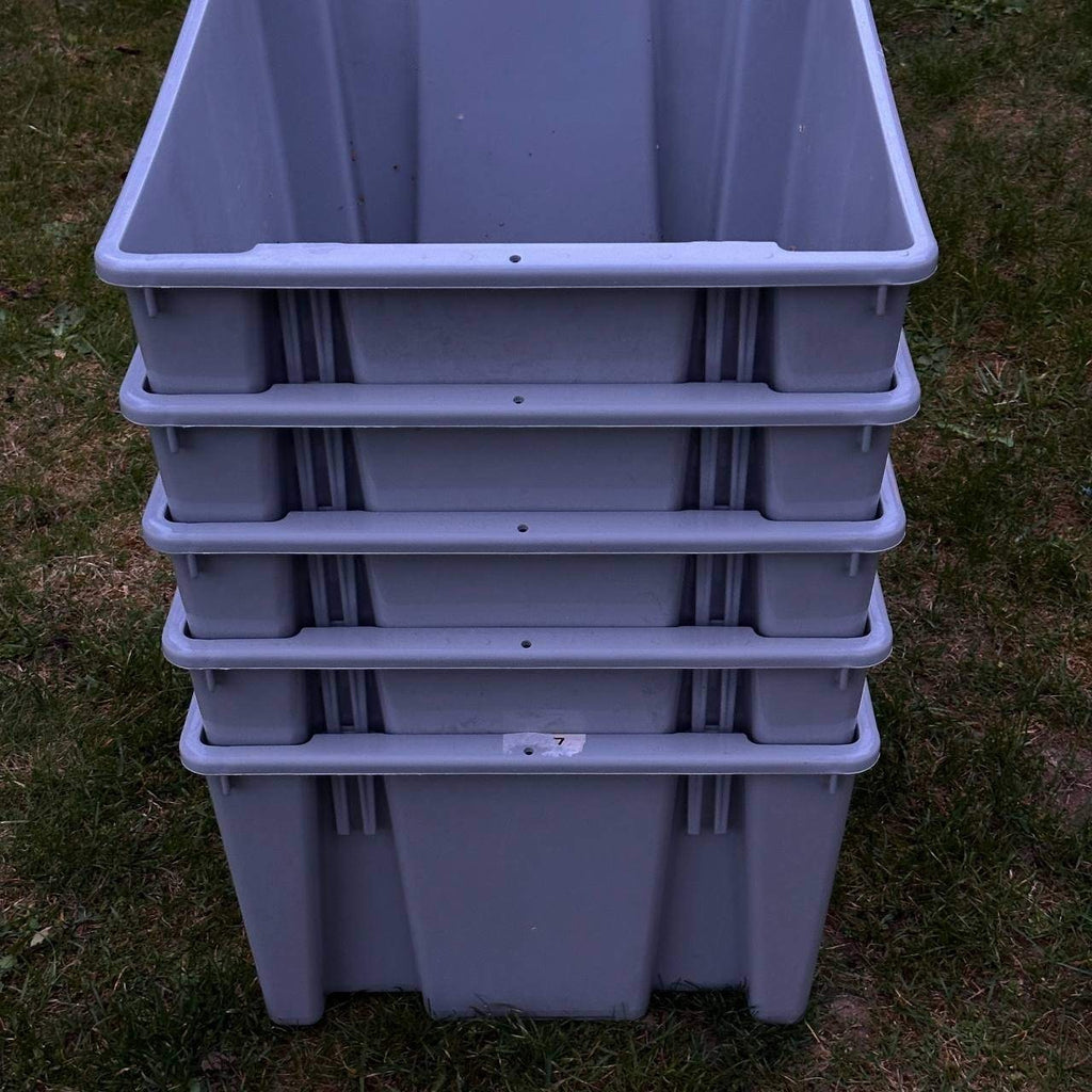 Set of 5 Stack & Nest Storage 24x20x13, Shipping Container, Plastic Tote, No Li