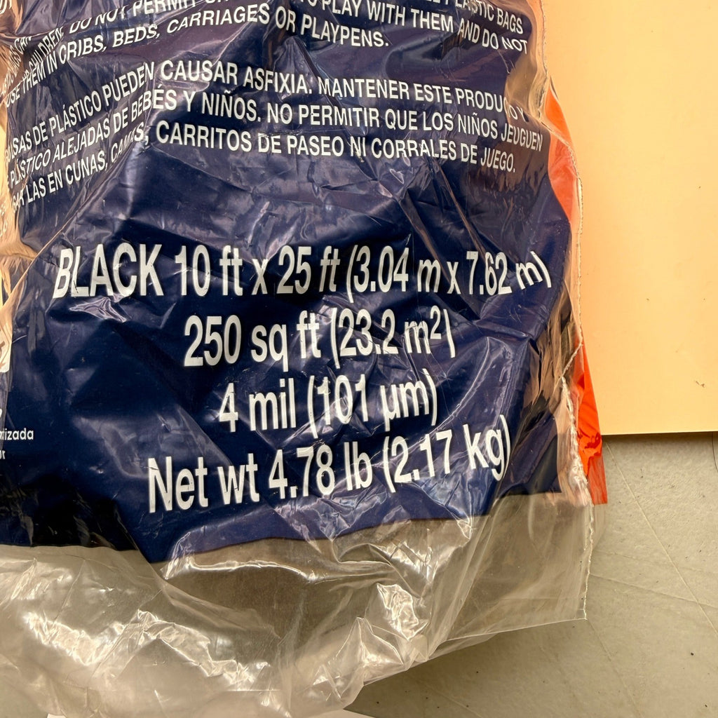 Film Gard 626161 Consumer Plastic Sheeting 10' x 25'  x 4 mil thick, Black