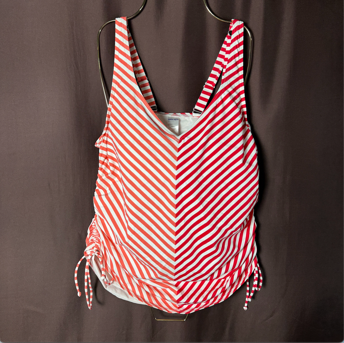 Lands' End Women's 18W LONG Adjustable Underwire Tankini Striped Swimsuit