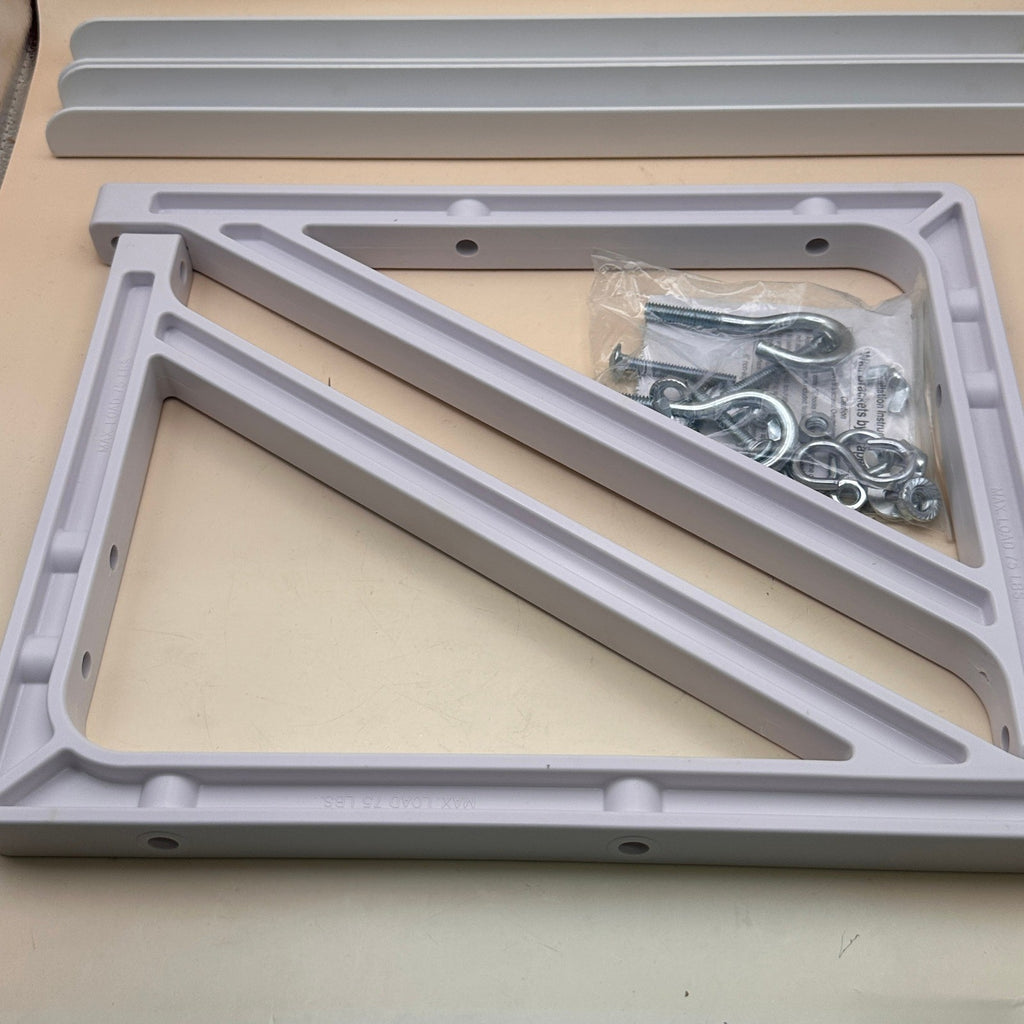 Set of 2 Draper 227216 White Adjustable 18-1/4" - 24" Wall Mounting Bracket