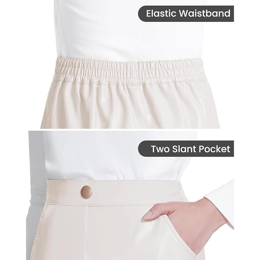 Auranso Girls Faux Leather Skirt A-Line Mini Skirt with Two Pockets Sz 10 Years