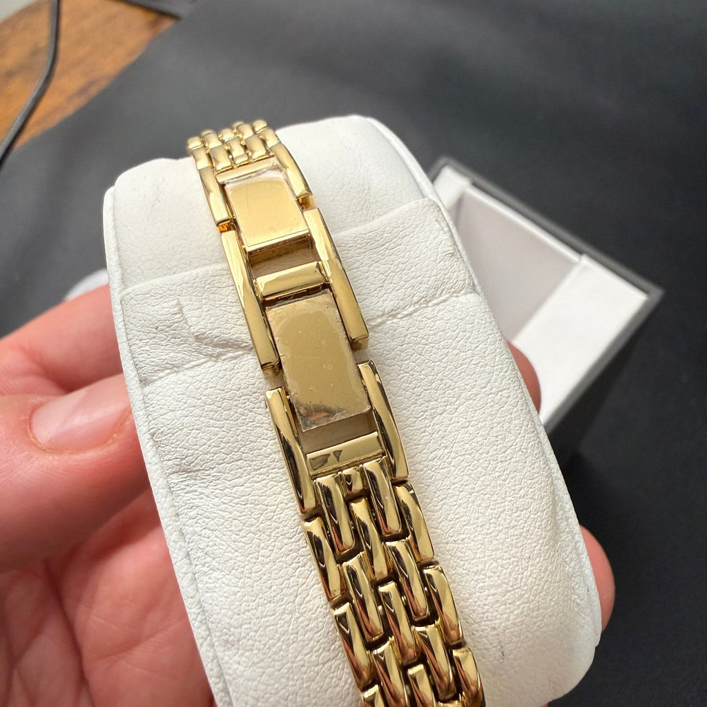 Armitron 75/5195GP Womens Gold Tone Diamond Accented Bracelet Watch New Battery
