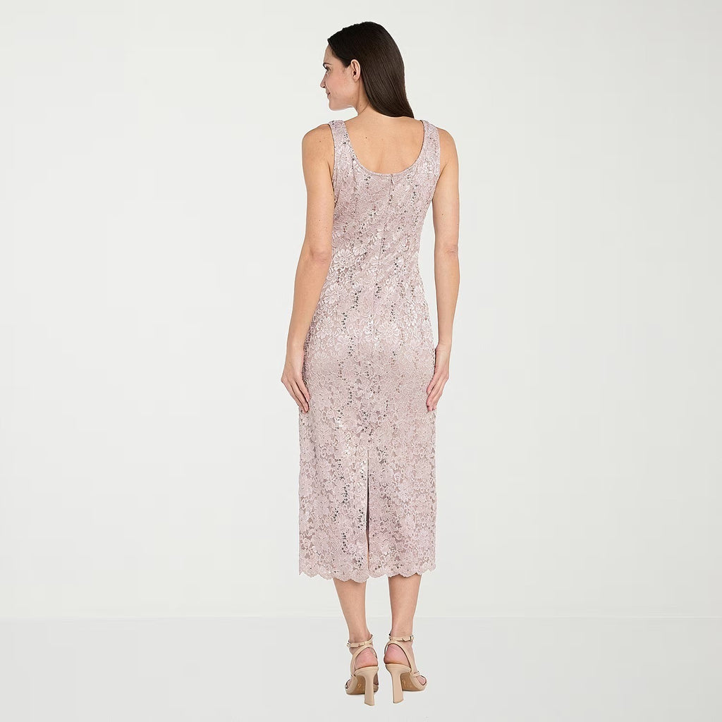 MSRP $130 R&M Richards Womens 18 Blush Midi Lace Two Piece Jacket Dress