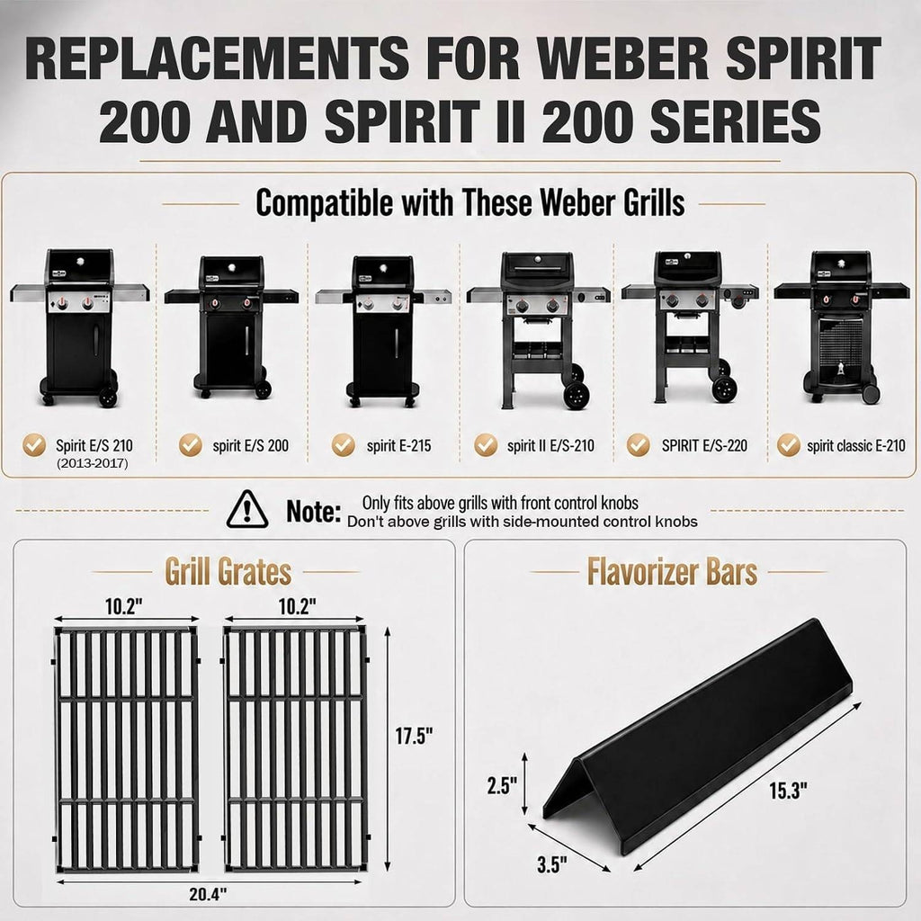 QuliMetal 7635 7637 Grill Replacements Parts for Weber Spirit E-210 Grills 15.3"