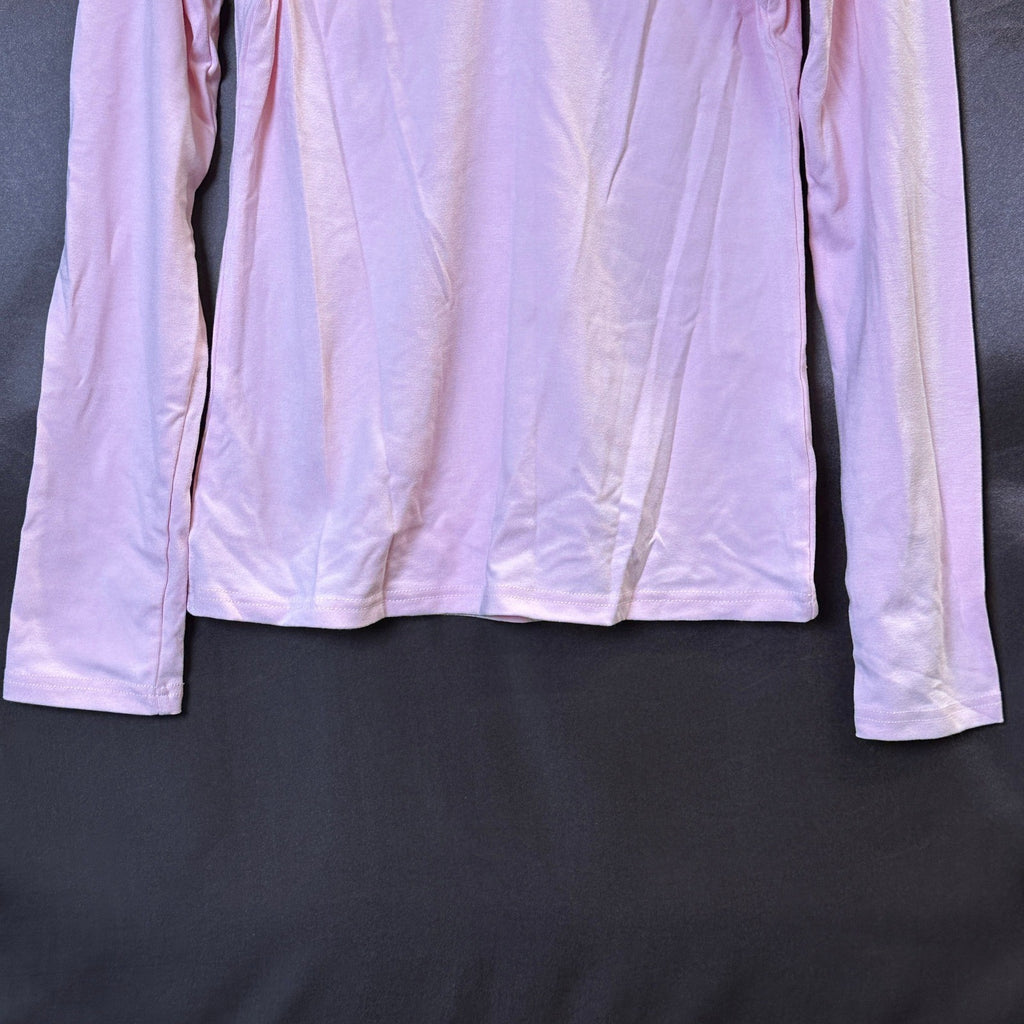 Women's L Long Sleeve Top Cut Out Front Ribbed Fitted Sexy Casual Dressy Tee T-