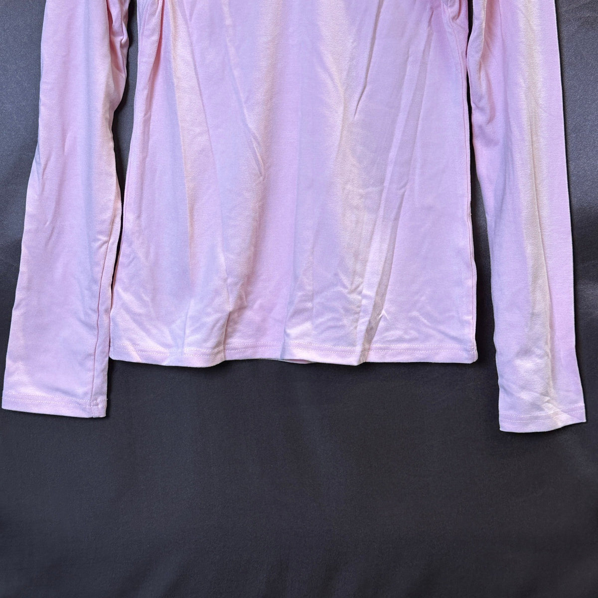 Women's L Long Sleeve Top Cut Out Front Ribbed Fitted Sexy Casual Dressy Tee T-