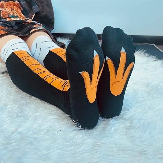 WHOTAY Yellow Crazy Funny Chicken Leg Socks for Women Men Novelty Chicken Feet