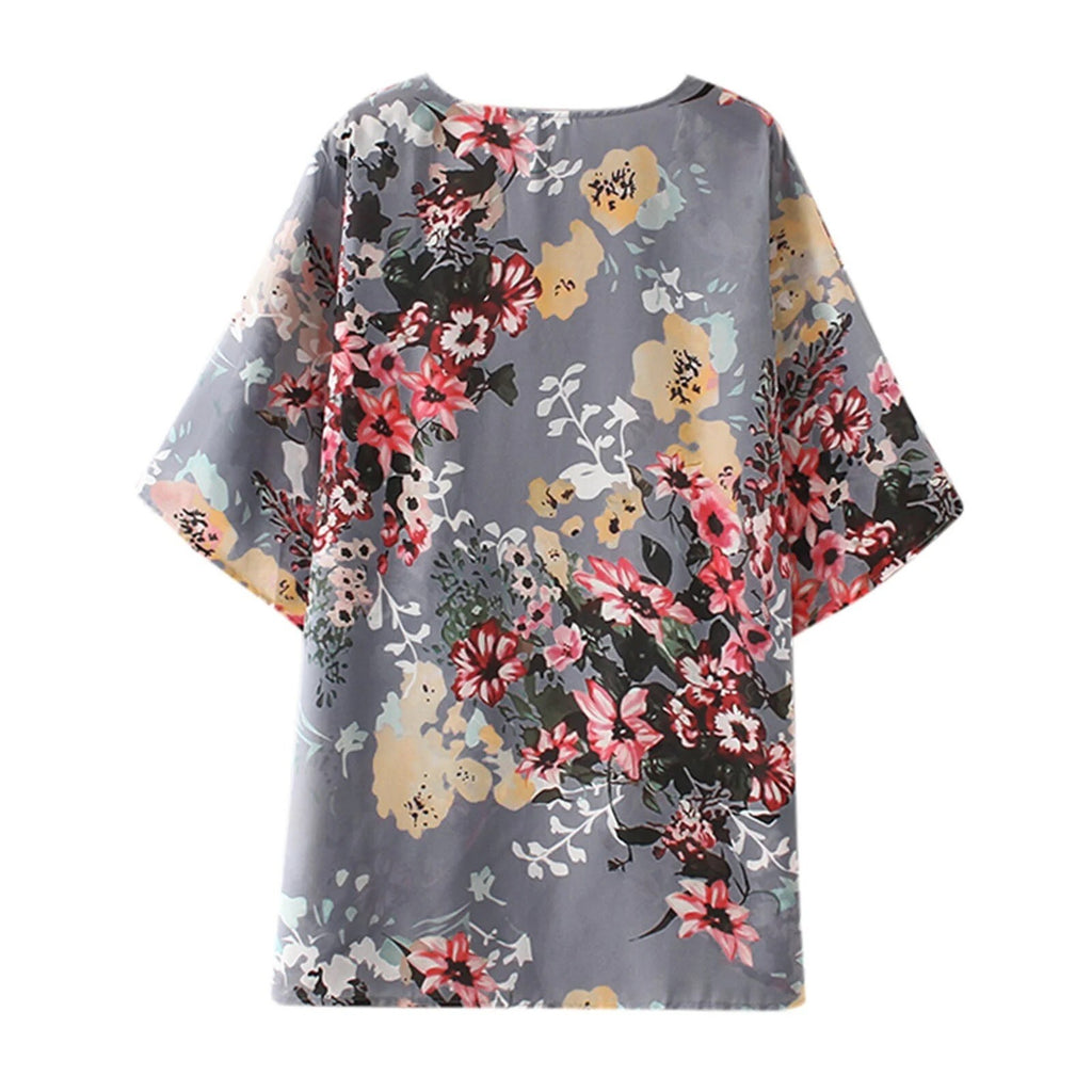 Large Swimsuit Coverup,Swim Suits Women Floral Print Chiffon Cardigan Short