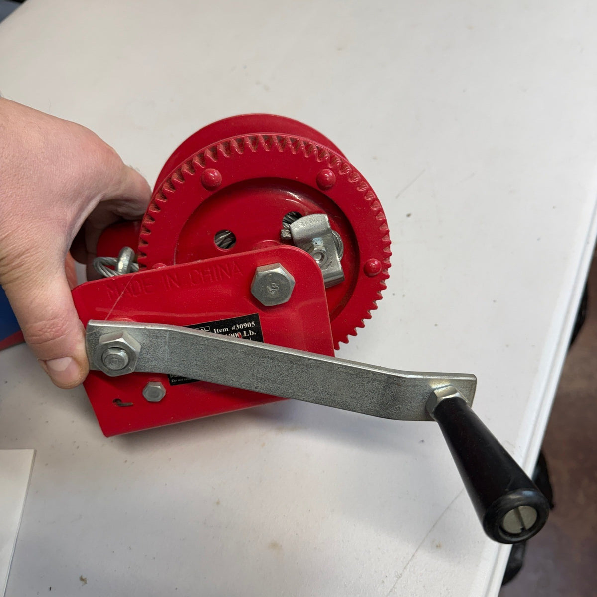 Central Forge 30905 Geared Winch 1000 lb Capacity Manual Hand Crank 3/16" x