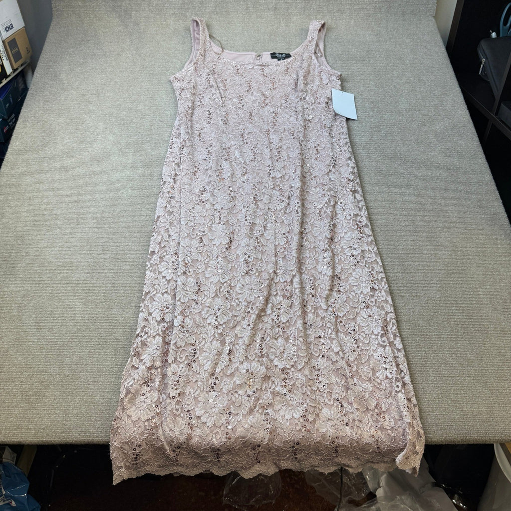 MSRP $130 R&M Richards Womens 18 Blush Midi Lace Two Piece Jacket Dress