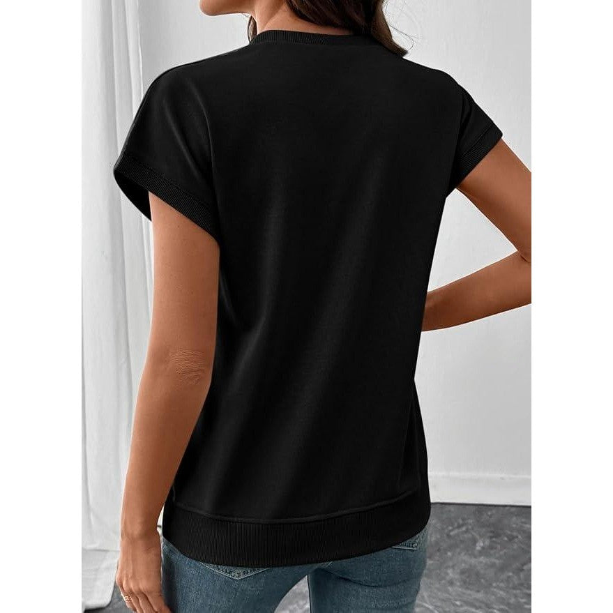 MSRP $18 SHEWIN Women's XL Short Sleeve Sweatshirt T-Shirt Casual Dressy Shirt