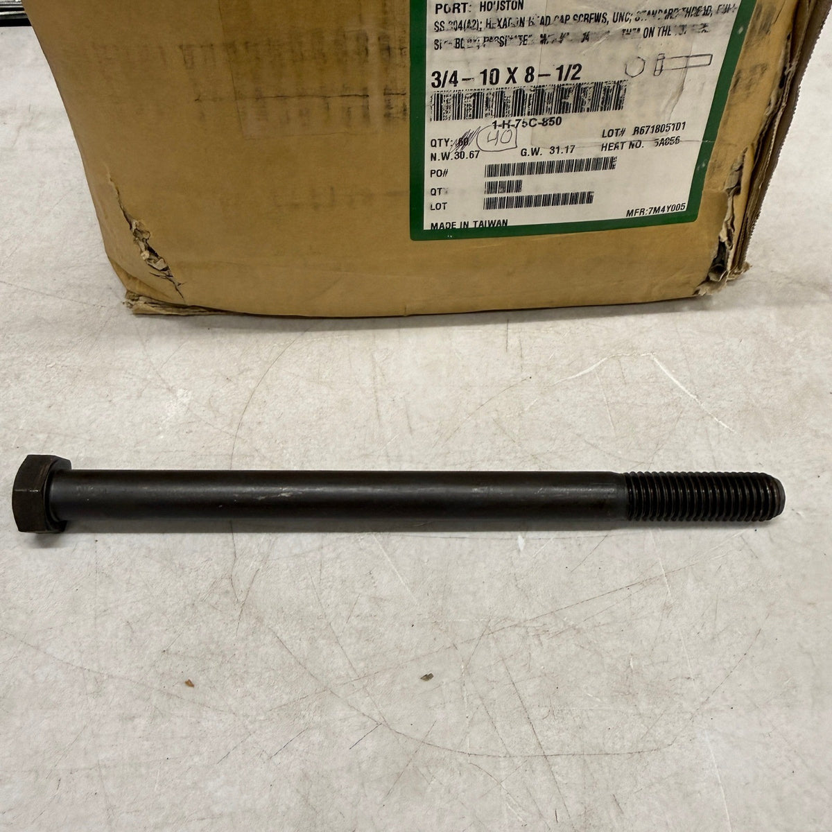 Pack of 40 Hex Cap Screws Bolts 3/4-10 x 8-1/2 Grade 8 Plain Black Steel UNC