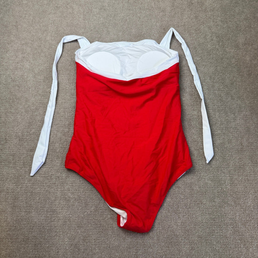 MSRP $42 SUUKSESS Womens XL Red/White Sexy Tummy Control One Piece Swimsuit