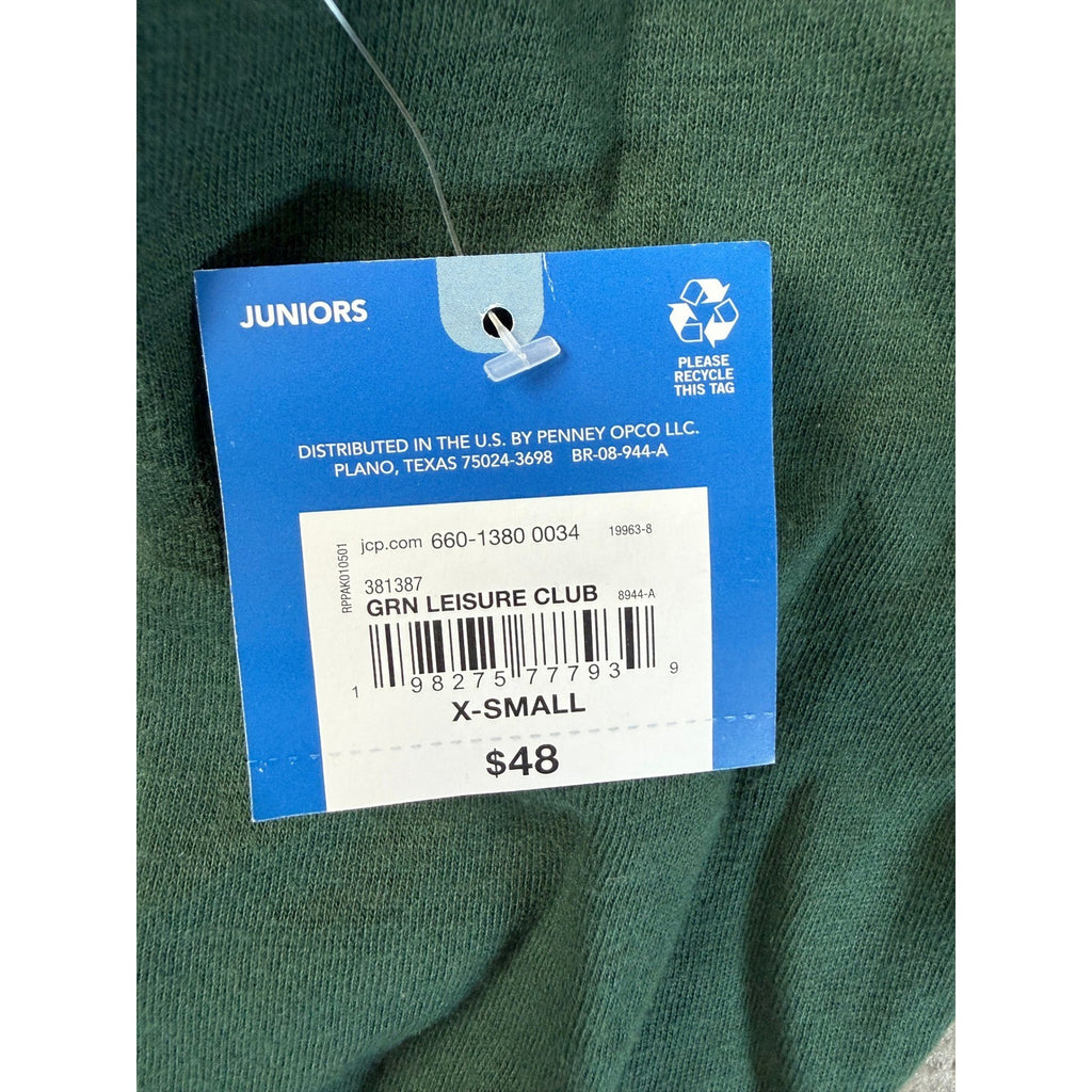 MSRP $48 Arizona Womens XS Green Leisure Club Juniors Long Sleeve Active Hoodie
