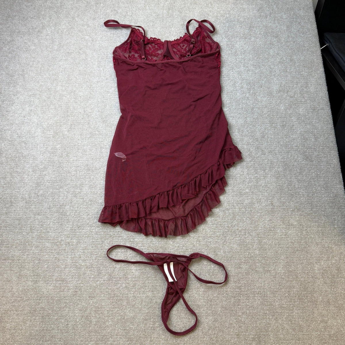 MSRP $22 Foxiny 2 Piece Women's XL Lingerie Set Bodycon Dress with Thong Ruff