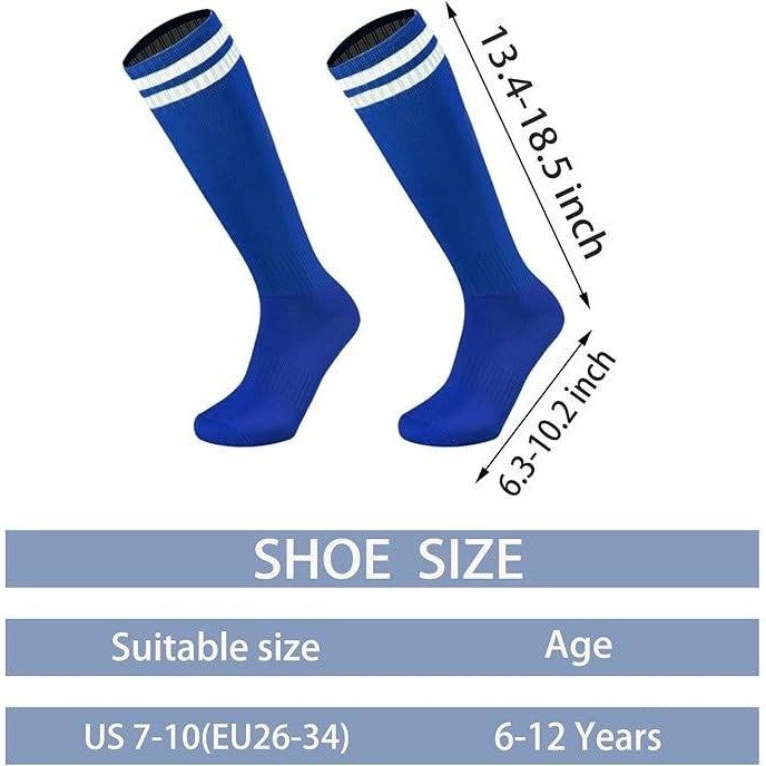 MSRP $26 Ultrafun 6 Pairs Kids Youth 6-12Y Soccer Socks Solid Striped Knee H