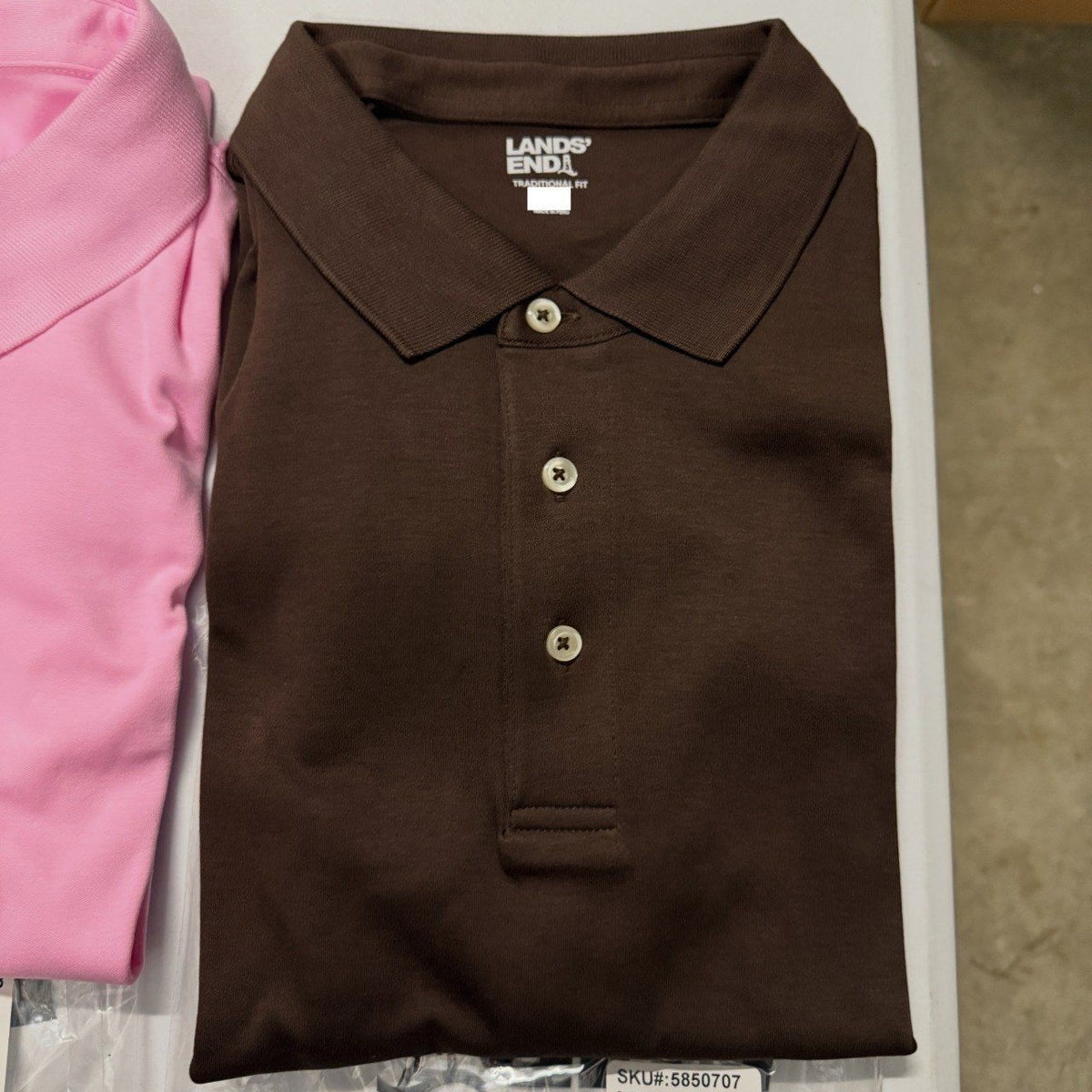2 Pack Lands' End Mens L Rich Coffee Polo Shirt Short Sleeve Soft Supima