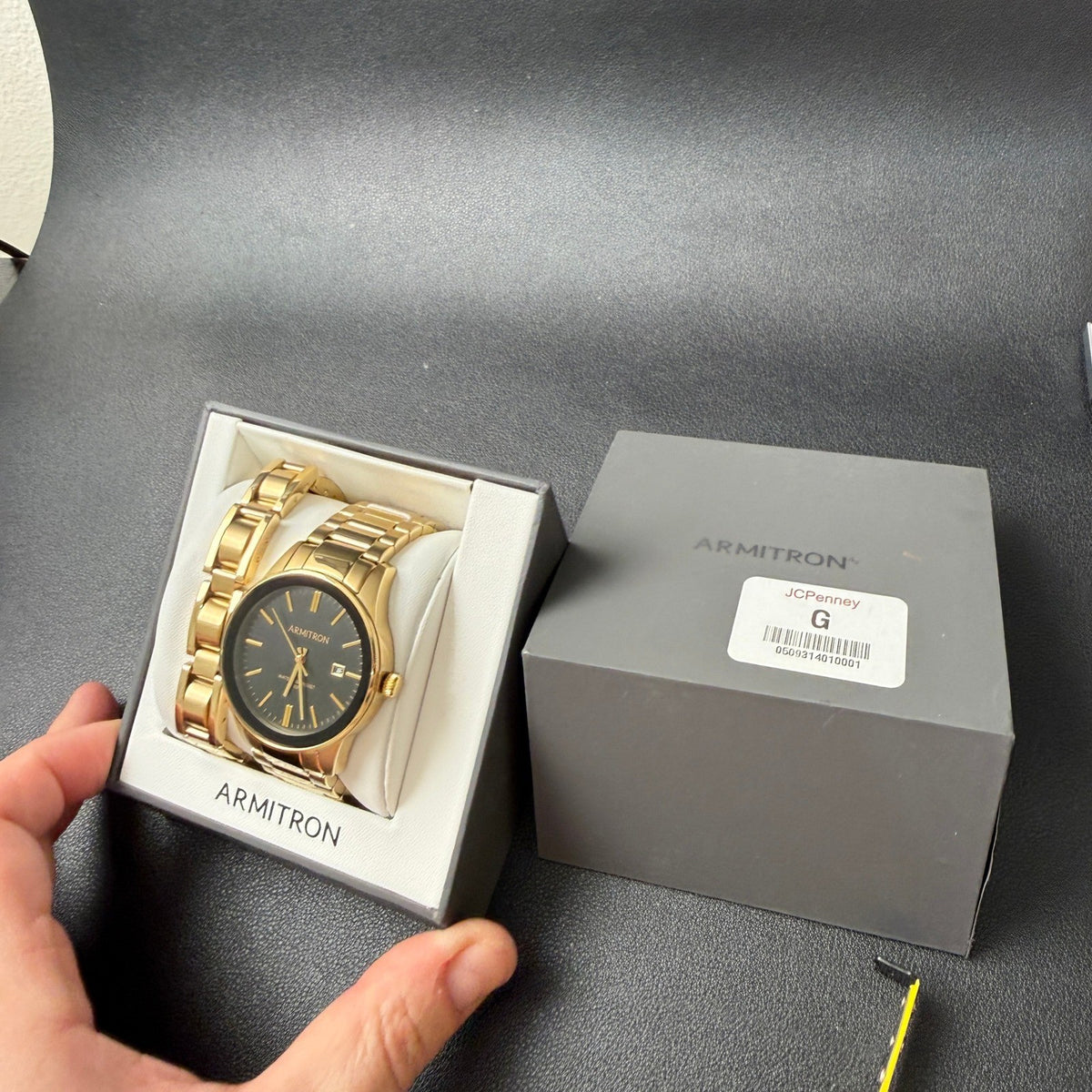 Armitron Men's 20/5374GP Watch and Bracelet Set Gold Tone New Battery Date Func