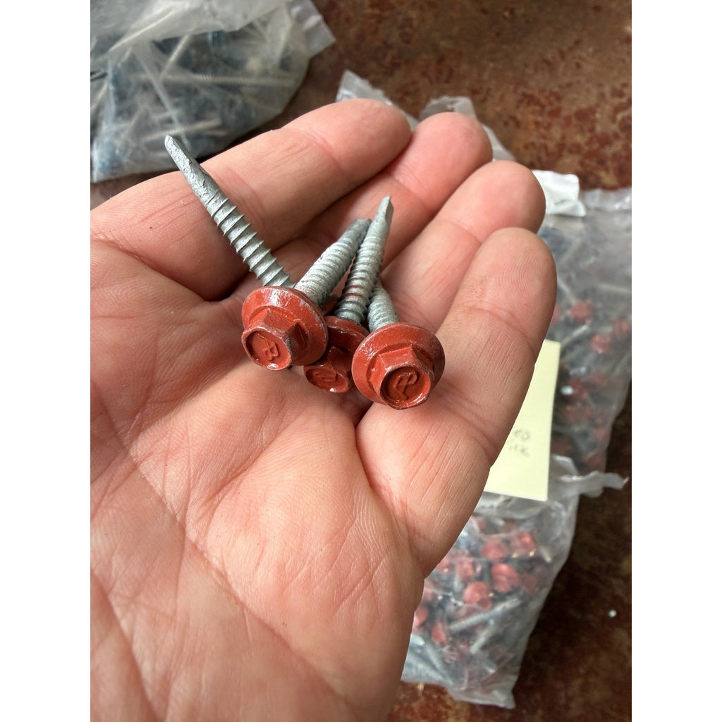 Lot of 500 Red Brick 1-1/2" Structural Roofing Screws Self Drilling Hex Washer