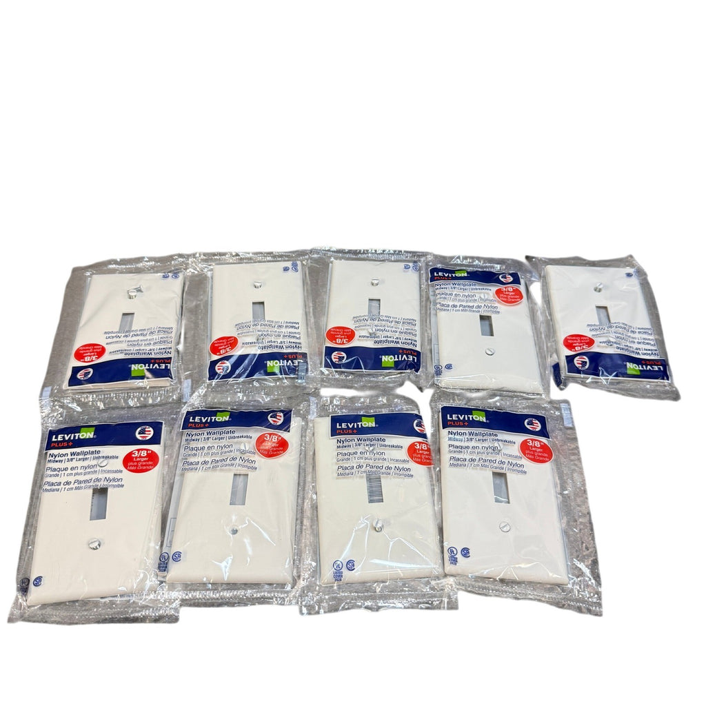 Set of 9 Leviton R52-PJ1-W 1-Gang Toggle Nylon Wallplate, White