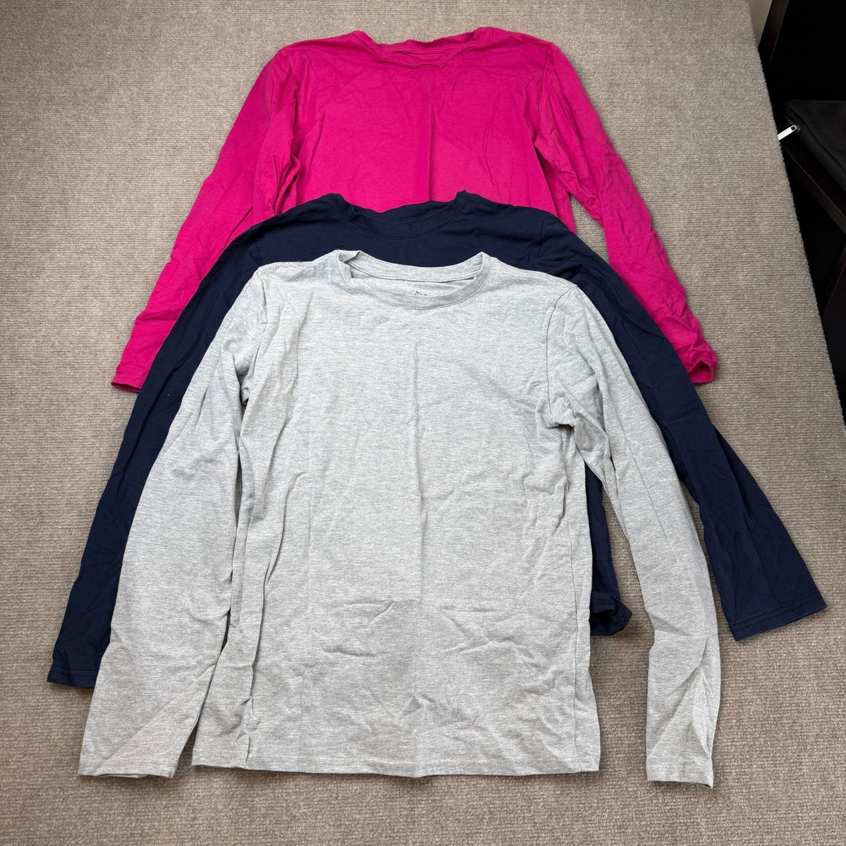 Set of 3 HoeVou Girls 14-16Y Long Sleeve Shirts Youth Cotton T-Shirts Tagless L